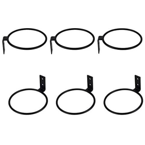 TQVAI 4 inch Flower Pot Holder Ring Wall Mounted 6 Pack Metal Planter Hooks Hangers Wall Bracket, Black