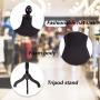 FDW Manikin 60”-67”Height Adjustable Female Dress Model Display Torso Body Tripod Stand Clothing Forms, Black