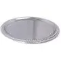 Maro Megastore (Pack of 4) 14-Inch Traditional Round Floral Pattern Engraved Catering Chrome Plated Serving Tray Mirror Plate Silver Metal Platter Tableware Wedding Birthday (Extra Large) T139-14-4pk