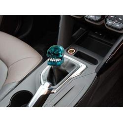 Bashineng Gear Stick Knob Skull Style Shift Head Replacement Shifter Fit Most Manual Automatic Cars (Metal Blue)