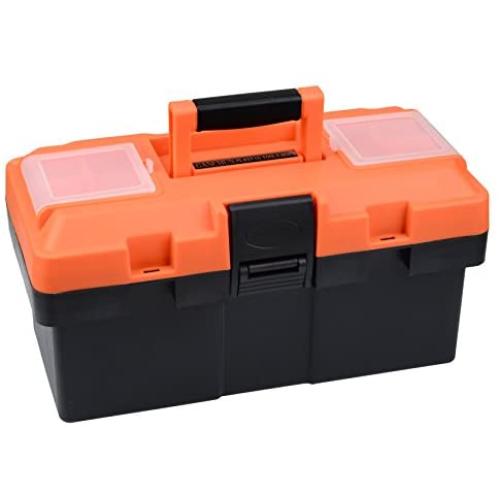 Plastic Tool Box, 14 -inch Portable Tool Box Plastic Toolbox with Removable Tool Tray and Detachable Tool Kit For Craft Storage, Household