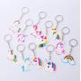 24Pcs Key Rings Unicorn Stamper-Unicorn Birthday Party Supplies Unicorn Theme Party Favor For Kids，Metal Split Keychain Ring Parts