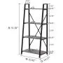 BON AUGURE Ladder Shelf 4 Tier Leaning Industrial Bookshelf, Rustic Wood Metal Ladder Bookcase, Standing Storage Book Shelves for Living Room (Dark Gray Oak)