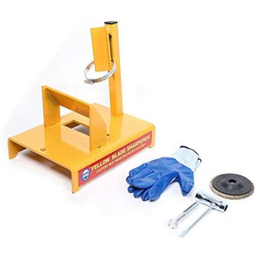 DYRABREST Lawn Mower Blade Sharpener Iron Metal Yellow Lawn Mower Blade Sharpener Lawn Mower Parts Sharpener Blade You to Sharpen You Own Blades