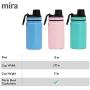 MIRA 12 oz Stainless Steel Kids Water Bottle - Metal Thermos Flask Keeps Cold for 24 Hours, Hot for 12 Hours - Double Wall Vacuum Insulated - Leak Proof BPA-Free Lid - Denim