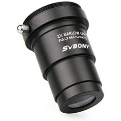 SVBONY Barlow Lens 2X 1.25 inch Metal Fully Blackened with M42x0.75 Thread Camera Connect Interface for Telescope Filters for Astrophotography