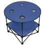 Preferred Nation Folding Table, Polyester with Metal Frame, 4 Mesh Cup Holders, Compact, Convenient Carry Case Included - Blue