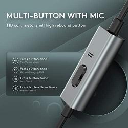 Earphones with Microphone, Vogek Earbuds with Mic and Powerful Bass Sound, Ergonomic Earphones with Noise Isolating and Call Controller for Exercise, Office, Compatible with iPhone, Android, PC