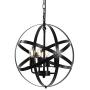 Lika 4-Light Chandelier 15.7'' Farmhouse Rustic Industrial Pendant Lighting with Metal Spherical Shade Black Chandeliers for Dining Room, Kitchen, Foyer