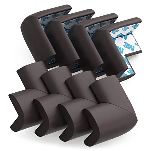 Soft Baby Proofing Corner Guards & Edge Protectors - Pre-Taped Table Corner Protector, Child Safety Furniture Bumper, Sharp Corner Cushions, 8 Pack, Brown Soft Baby Proofing Corner Guards & Edge Protectors - Pre-Taped Table Corner Protector, Child Safety Furniture Bumper, Sharp Corner Cushions, 8 Pack, Brown