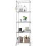 BATHWA 5-Shelf Wire Shelving Units, Sturdy Metal Shelf Chrome Organizer Wire Rack with 360° Wheels, Adjustable Utility Storage Shelves for Garage, Kitchen, Living Room, Bathroom, 23.2L x 13.8W x 72H