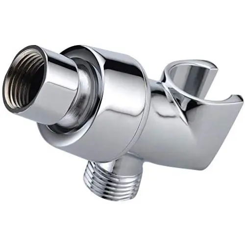 All Metal Shower Head Holder for Hand Held Showerheads, Polished Chrome | Adjustable Shower Arm Mount with Universal Wall Hook Bracket and Brass Pivot Ball