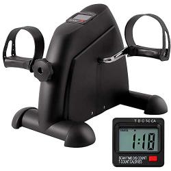 GOREDI Pedal Exerciser Stationary Under Desk Mini Exercise Bike - Peddler Exerciser with LCD Display, Foot Pedal Exerciser for Seniors,Arm/Leg Exercise (Black)