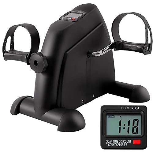 GOREDI Pedal Exerciser Stationary Under Desk Mini Exercise Bike - Peddler Exerciser with LCD Display, Foot Pedal Exerciser for Seniors,Arm/Leg Exercise (Black)