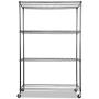 Alera Complete Wire Shelving Unit w/Caster, 48'' x 18'' x 72'', Black Anthracite