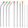 Kichwit Stainless Steel Smoothie Straws - Reusable Wide Metal Drinking Straws - 8 Pack with 2 Cleaning Brushes - 9 Inch Long, 5/16 Inch Wide