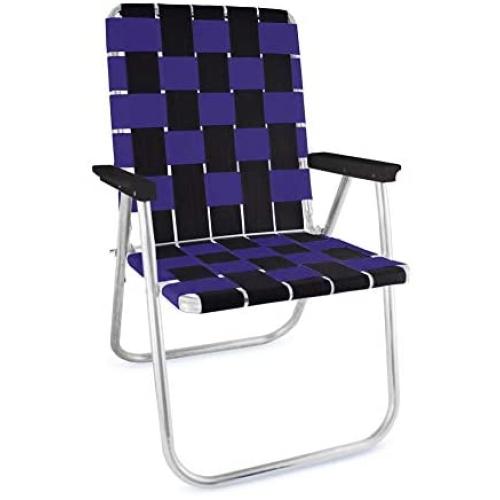 Lawn Chair USA Folding Aluminum Webbing Chair (Classic, Black//Purple)