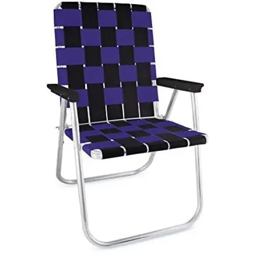 Lawn Chair USA Folding Aluminum Webbing Chair (Classic, Black//Purple)