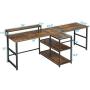 Sedeta 94.5 inches Two Person Desk, Double Computer Desk with Storage Shelves, Extra Long Workstation Desk with Monitor Stand, Power Strip with USB, Study Writing Desk for Home Office, Rustic Brown