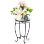 VINGLI Mosaic Accent Table, 14'' Round Side Table,End Table, Plant Stand Decor for Patio Porch Beach Theme Balcony Back Deck Pool Indoor Outdoor Coffee, Metal Cobalt Glass Top Black Iron(Blue Hawaii)