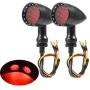 PBYMT Motorcycle Bullet Style Turn Signal Light Red Lamp Compatible for Chopper Bobber Cruiser Honda Suzuki Kawasaki Yamaha Harley BMW More (Black Housing)