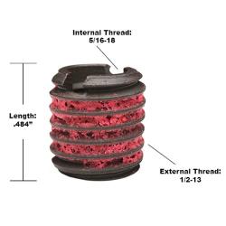 E-Z Lok Externally Threaded Insert, C12L14 Carbon Steel, Meets AISI 12L14, 5/16''-18 Internal Threads, 1/2''-13 External Threads, 0.484'' Length, Made in US (Pack of 10)