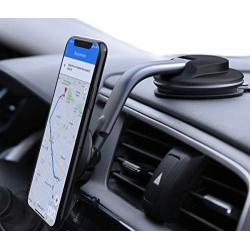 AUKEY Car Phone Mount 360 Degree Rotation Dashboard Windshield [Strong Magnetic] Cell Phone Holder for Car Compatible with iPhone 11 Pro/11/XS Max/XS/8/7 and More