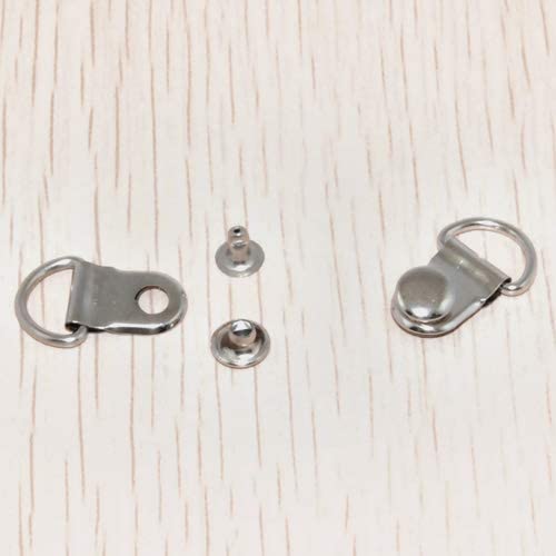 50pcs Pack 3/8'' D-Rings Plated Shoes Picture Frame Strap Hangers Double Rivet Stud Boots Bag Parts Accessories#FLQ072-B/S/BR (Silver)