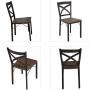 Dporticus 5-Piece Dining Set Industrial Style Wooden Kitchen Table and Chairs with Metal Legs- Espresso