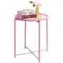 CERBIOR Tray End Table, Round Metal Tray Table Side Sofa Table Anti-Rust and Waterproof Outdoor & Indoor Snack Table Accent Coffee Table Bright Pink