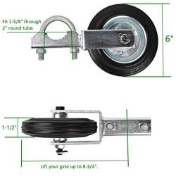 Mofeez Gate Wheel for Metal Swing Gate with 1-5/8'' Thru 2'' Gate Frames, Gate Support Wheel for Chain Link Fence, Prevent Gate from Dragging