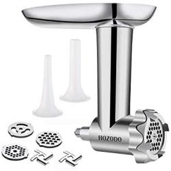 Food Meat Grinder Attachments Designed for KitchenAid Stand Mixers, Durable Metal Food Processor, Useful Mixer Accessory Including Sausage Stuffing Tubes