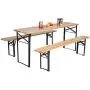 HOMGX 3-Piece Picnic Table, 70’’ Folding Picnic Table with Benches, Outdoor Portable Wooden Picnic Table, Picnic Beer Table Set with Stable Metal Frame, Camping Picnic Table for Garden, Patio HOMGX 3-Piece Picnic Table, 70’’ Folding Picnic Table with Benches, Outdoor Portable Wooden Picnic Table, Picnic Beer Table Set with Stable Metal Frame, Camping Picnic Table for Garden, Patio
