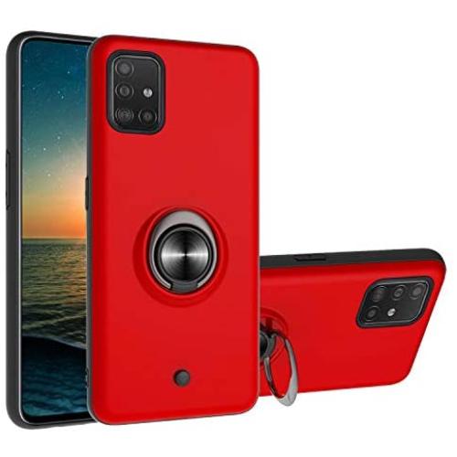 Case for Galaxy A51 (Not Fit A51 5G Version),360 Metal Rotating Ring Kickstand [Work with Magnetic Car Mount] , Hybrid Slim Fit Hard Back Shockproof Protective Compatible with Galaxy M40S Cover -Red