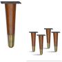 4 pcs Set Straight Wood Furniture Legs, Sofa Legs, Bench Legs, Table Legs with Metal Footings (6''H Antique Brass Finish Metal Footing)