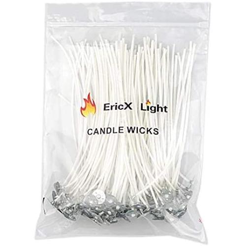 EricX Light 100 Piece Cotton Candle Wick 6'' Pre-Waxed for Candle Making,Candle DIY