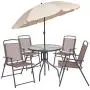 Flash Furniture Nantucket 6 Piece Brown Patio Garden Set with Table, Tan Umbrella and 4 Folding Chairs Flash Furniture Nantucket 6 Piece Brown Patio Garden Set with Table, Tan Umbrella and 4 Folding Chairs