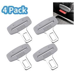 Car Seat Belt Clips 4Pack Universal Car Belt Buckle Stopper Metal Rust Proof Durable (gray)