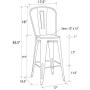 DHP Luxor 30'' Wood Seat, Set of 2 Bar Stool, Antique Gun Metal