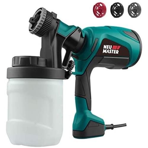 Paint Sprayer, NEU MASTER NSG0070 Electric Spray Gun, HVLP Paint Gun with 3 Spray Patterns, 3 Nozzle Sizes and 1200ml Detachable Canister for Painting Ceiling, Fence, Cabinets