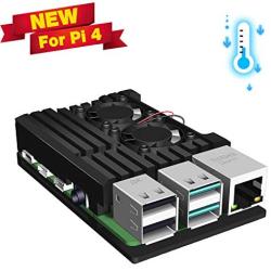 Jun-Electron for Raspberry Pi 4 Model B Case, Dual Cooling Fan, Enclosure Aluminum Alloy Case with Heatsink Pillar