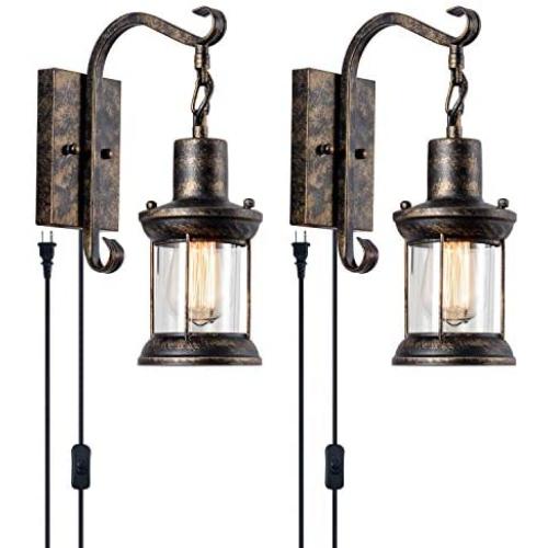 GLADFRESIT 2 Pack Rustic Wall Sconce Wire Cage Set of Two Metal Edison Wall Lamp, Indoor Farmhouse Lights Fixture Adjustable Vintage Lighting (Bulb Not Included)
