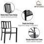 MFSTUDIO 7-Piece Metal Outdoor Patio Dining Bistro Set with 6 Striped Armrest Chairs and Steel Frame Slat Larger Rectangular Table, 60'' x 38''x28'' Table and 6 Backyard Garden Chairs-Black