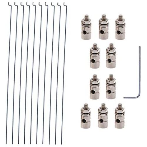 20PCs Adjustable Pushrod Connector Linkage Stopper Dia 1.3mm and 1.2 x 200mm/7.8Inch Steel Z Push Rods DIY Parts for RC Airplane Model Aircraft Boat