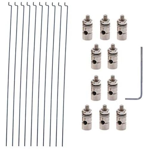 20PCs Adjustable Pushrod Connector Linkage Stopper Dia 1.3mm and 1.2 x 200mm/7.8Inch Steel Z Push Rods DIY Parts for RC Airplane Model Aircraft Boat