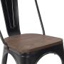 JUMMICO Metal Dining Chair Stackable Industrial Vintage Kitchen Chairs Indoor-Outdoor Bistro Cafe Side Chairs with Back and Wooden Seat Set of 4 (Gold Black)