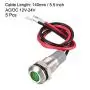 uxcell Signal Indicator Light AC/DC 12V-24V 8mm Green LED Metal Shell 5pcs