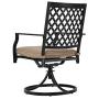 Nuu Garden Outdoor Bistro Swivel Chairs Set of 2, Patio 360-Degree Rotation Metal Dining Chairs with Cushions, Black/Khaki
