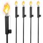 Vehipa Outdoor Torches/Patio Flame Metal Torch - Set of 4, Backyard Torch with Snuffer Covers for Garden Decorating,Parties（45 in）