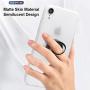 OiOMGin iPhone XR One Body 360 Metal Ring Holder Case, Hard Semilucent Translucent Matte Skin Back Soft Side, White Ring Embedded Naturally iPhone 11 6.1inch[Built-in Ring+Lens Hole Protection]-White